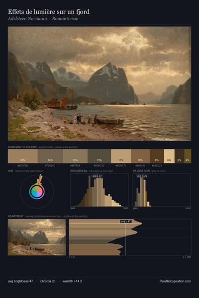 Effets de lumière sur un fjord palette card
