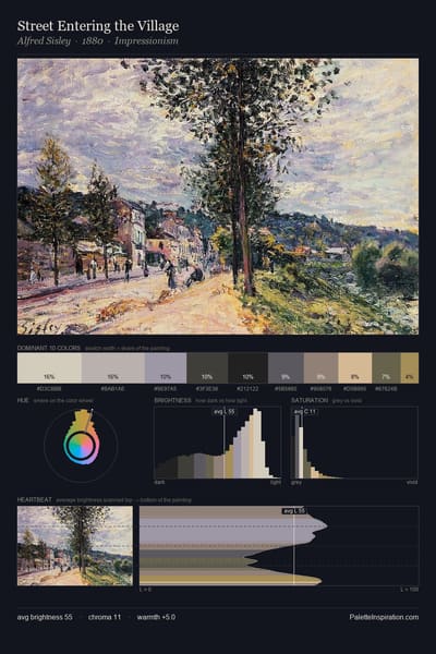 Street Entering the Village palette card