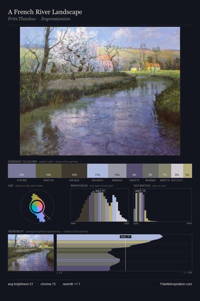 A French River Landscape palette card