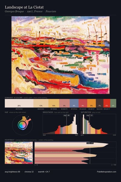 Landscape at La Ciotat palette card