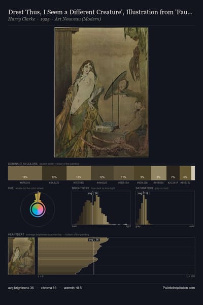 Drest Thus, I Seem a Different Creature', Illustration from 'Faust' by Goethe palette card