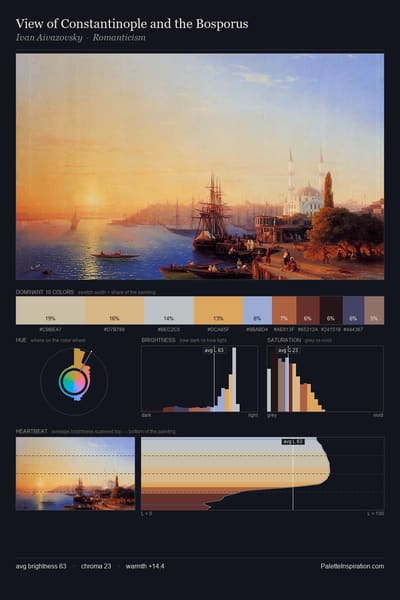 View of Constantinople and the Bosporus palette card