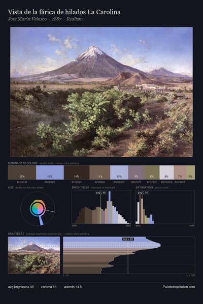 Vista de la fárica de hilados La Carolina palette card