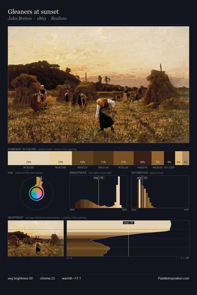 Gleaners at sunset palette card