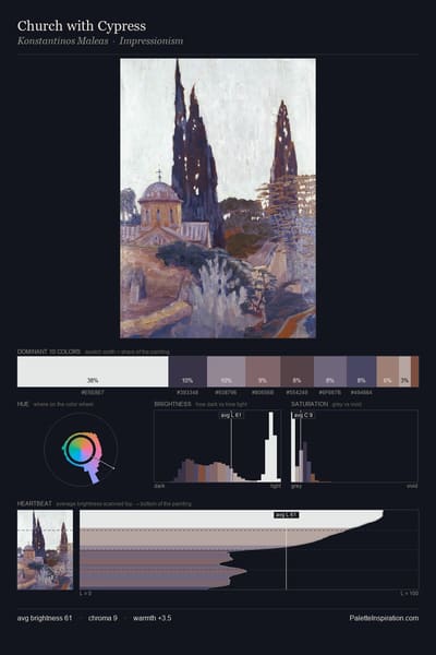 Church with Cypress palette card