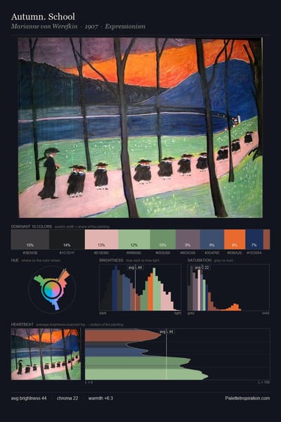Autumn. School palette card