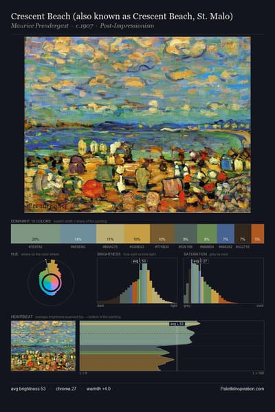 Crescent Beach (also known as Crescent Beach, St. Malo) palette card