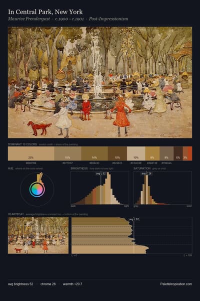 In Central Park, New York palette card