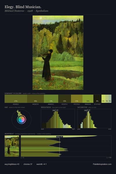 Elegy. Blind Musician. palette card