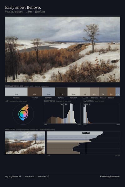 Early snow. Behovo. palette card