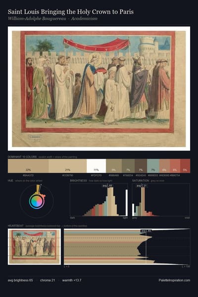 Saint Louis Bringing the Holy Crown to Paris palette card