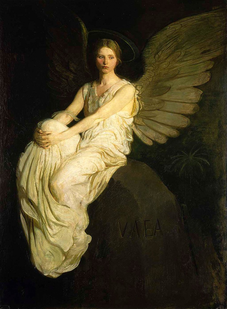 Winged Figure Seated Upon a Rock by Abbott Handerson Thayer