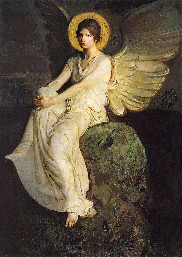 Winged Figure Seated Upon a Rock by Abbott Handerson Thayer