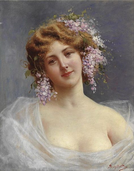 Fanciulla Con Lillà by Achille Beltrame