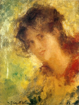 Portrait of a young woman by Adolfo Feragutti Visconti
