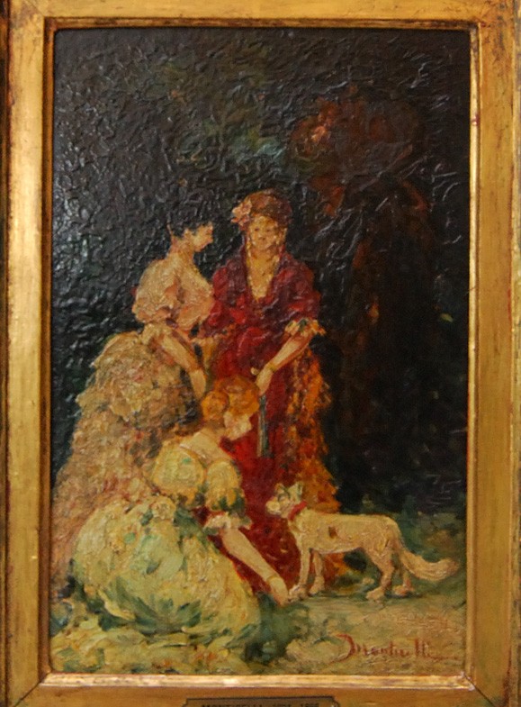 Elegant gathering by Adolphe Joseph Thomas Monticelli