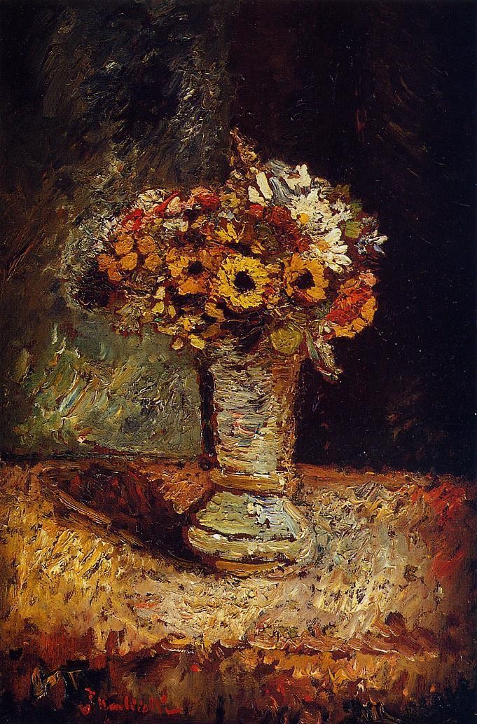 Flowers in a Vase by Adolphe Joseph Thomas Monticelli