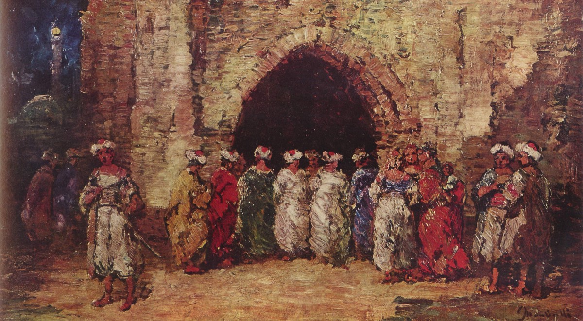 Oriental scene by Adolphe Joseph Thomas Monticelli