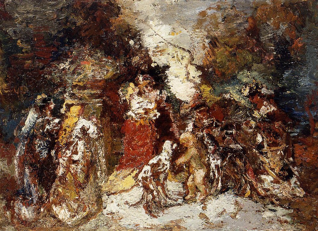 Rendezvous under the Flowered Bower by Adolphe Joseph Thomas Monticelli