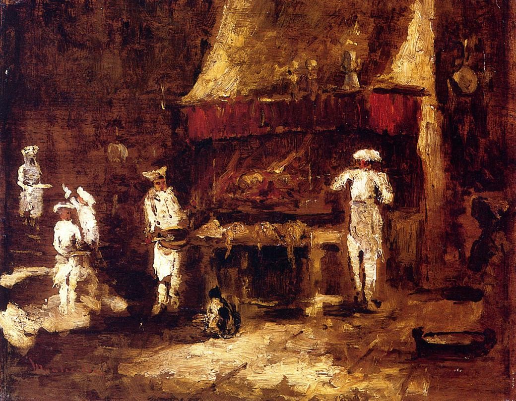 Roasting Two Pheasants by Adolphe Joseph Thomas Monticelli