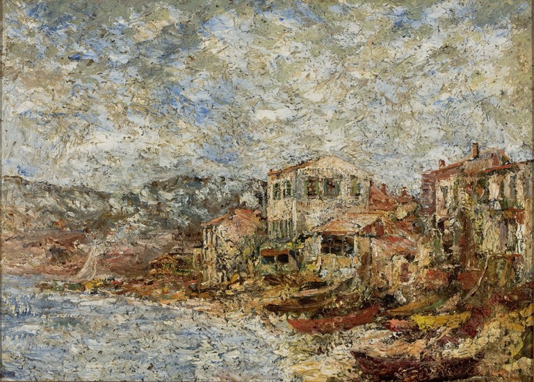 Seascape Near Marseille (Fantastic Village) by Adolphe Joseph Thomas Monticelli