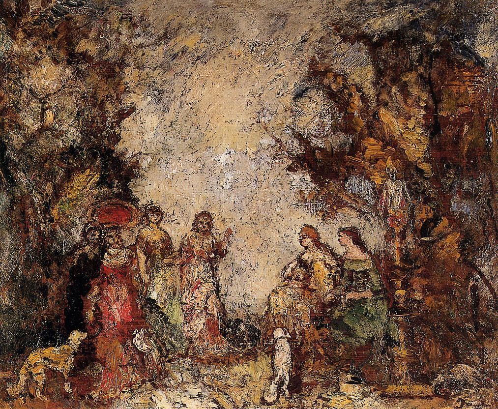 The Meeting of the Elegant Ladies by Adolphe Joseph Thomas Monticelli