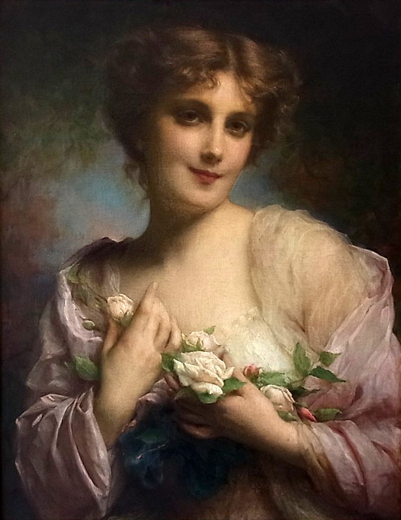 White roses by Adolphe Piot