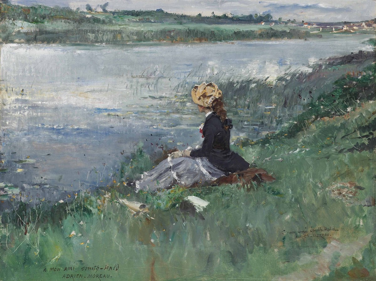 Contemplation on the riverbank by Adrien Moreau