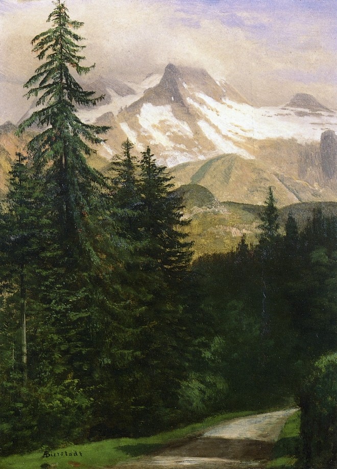 Landscape with Snow Capped Mountains by Albert Bierstadt