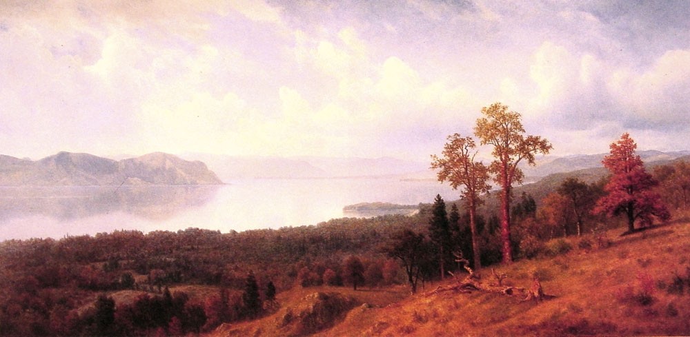View of the Hudson Looking Across the Tappan Zee Towards Hook Mountain by Albert Bierstadt