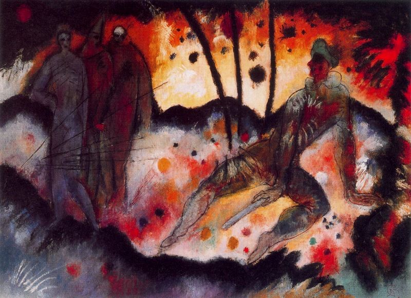 Three Pierrots and Harlequin by Albert Bloch