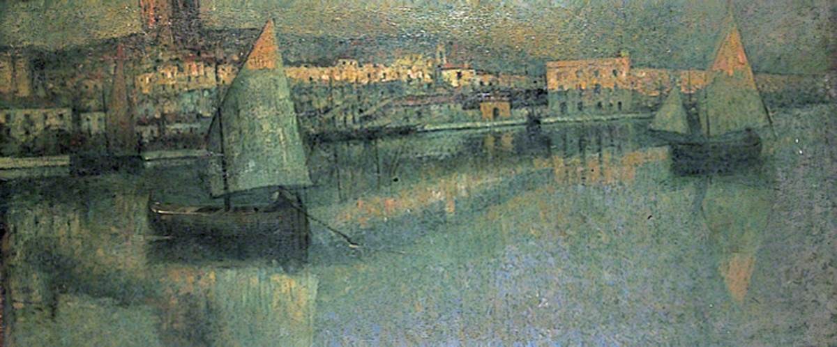 A Port Scene with Shipping by Albert Julius Olsson