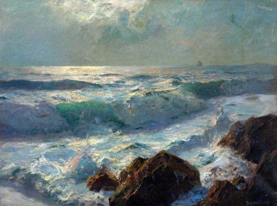 Sea and Rocks, Moonlight by Albert Julius Olsson