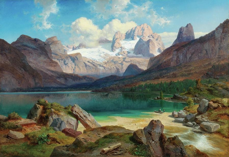 Lake Gosau with a view of the Dachstein massif by Albert Zimmermann