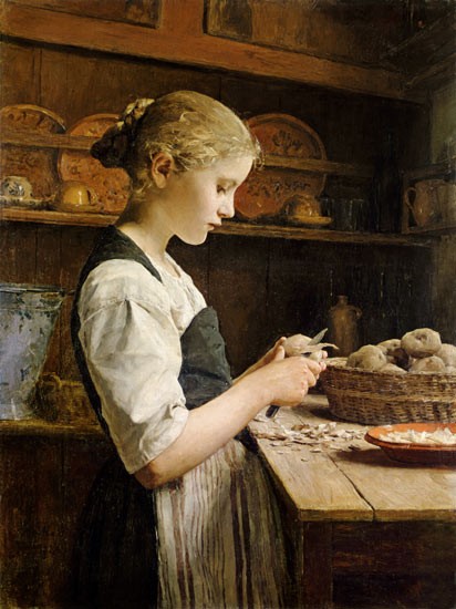 The Little Potato Peeler by Albrecht Anker
