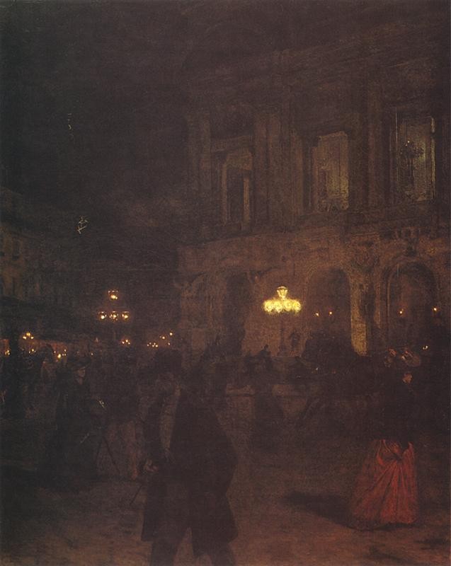 Opera paryska w nocy by Aleksander Gierymski