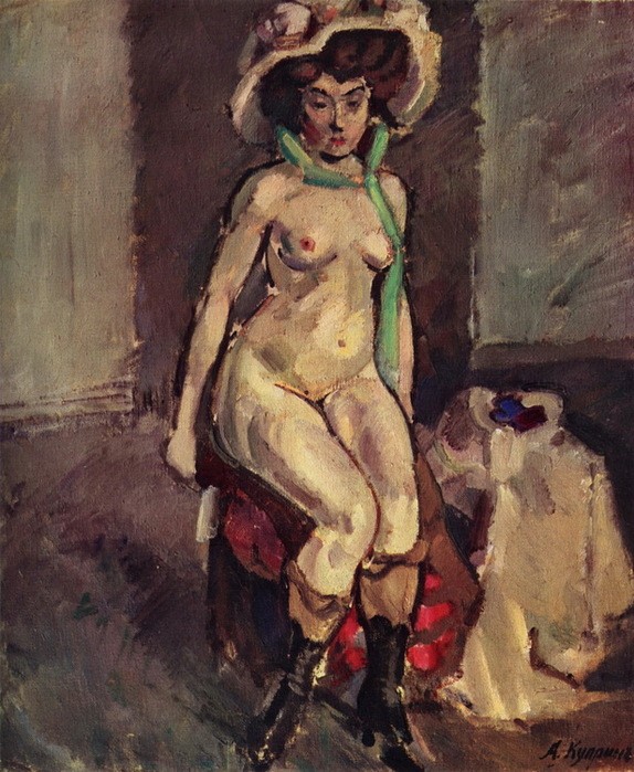 Model with a Green Scarf by Aleksander Kuprin