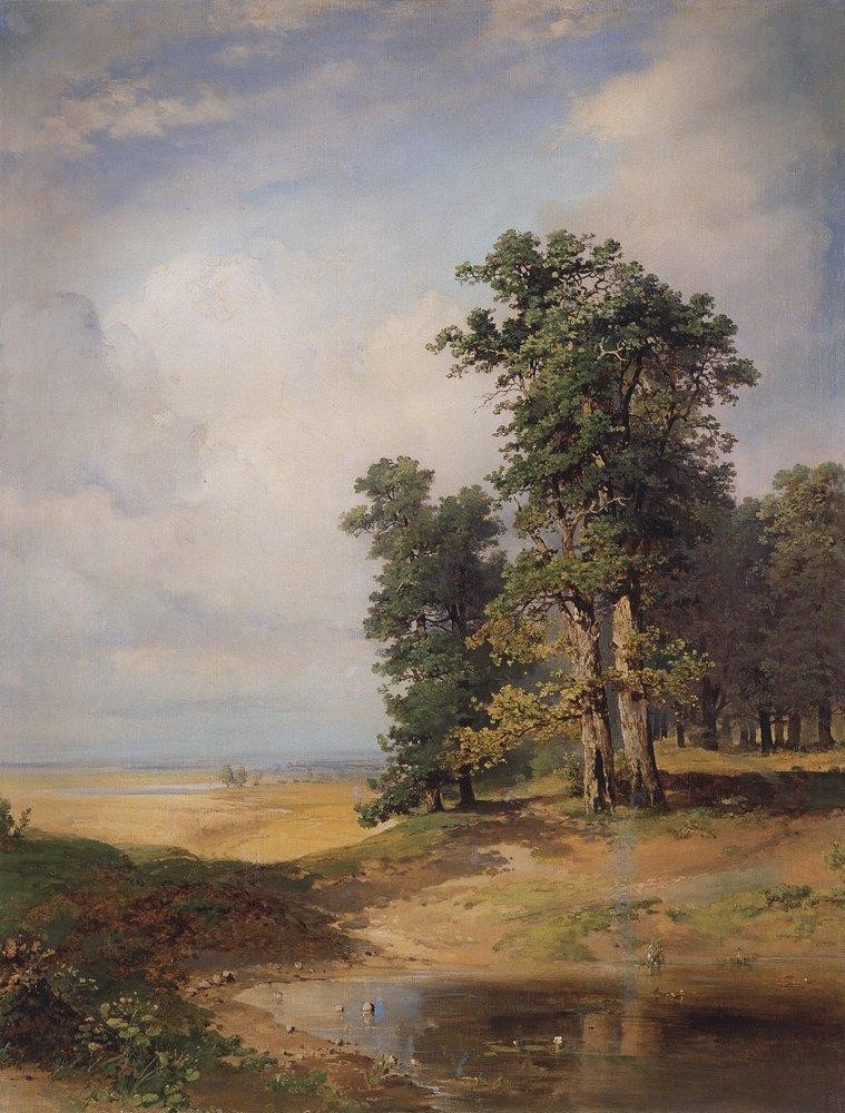 Summer landscape with oaks by Aleksey Savrasov