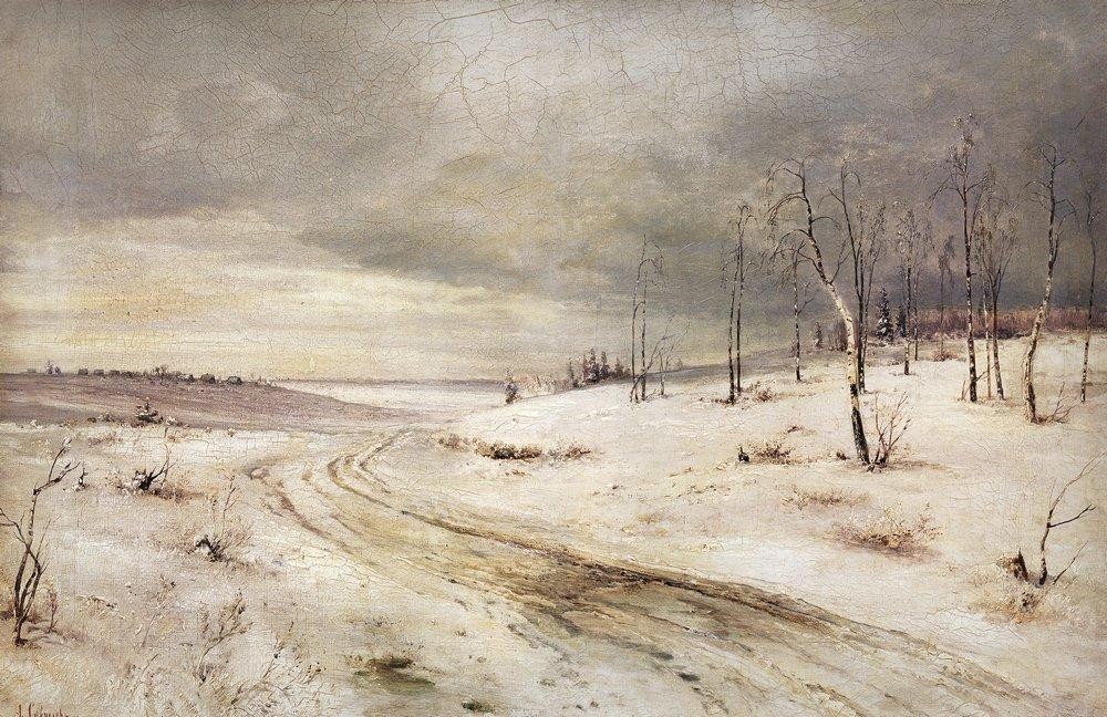 Winter road by Aleksey Savrasov