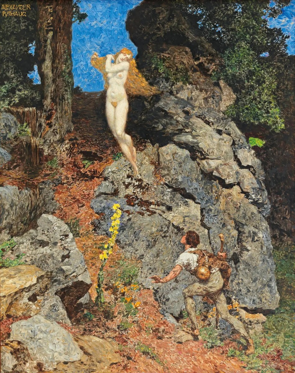 Mountain fairy and the shepherd by Alexander Rothaug