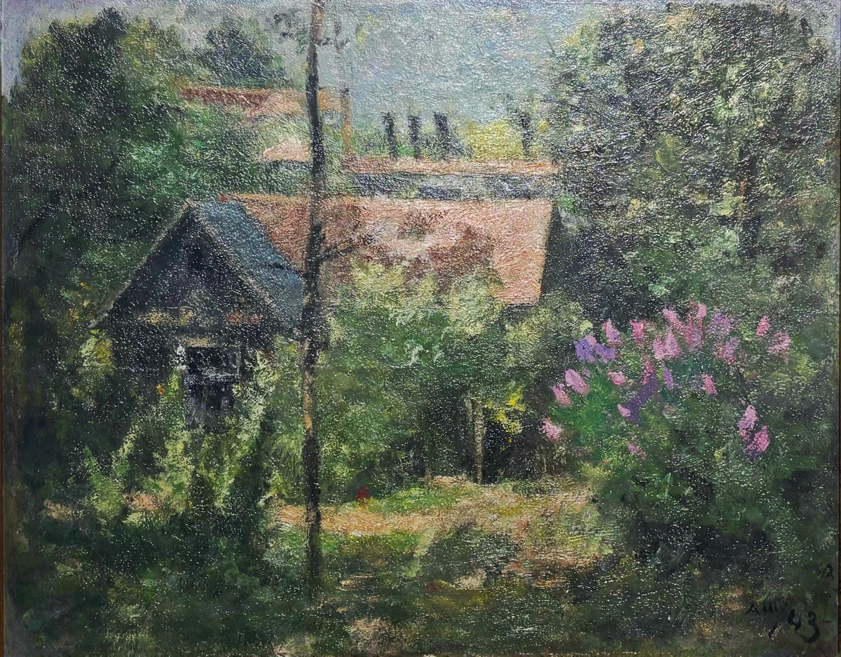 Garden with a House and Lilac Bushes, 1943 by Alexander Shevchenko