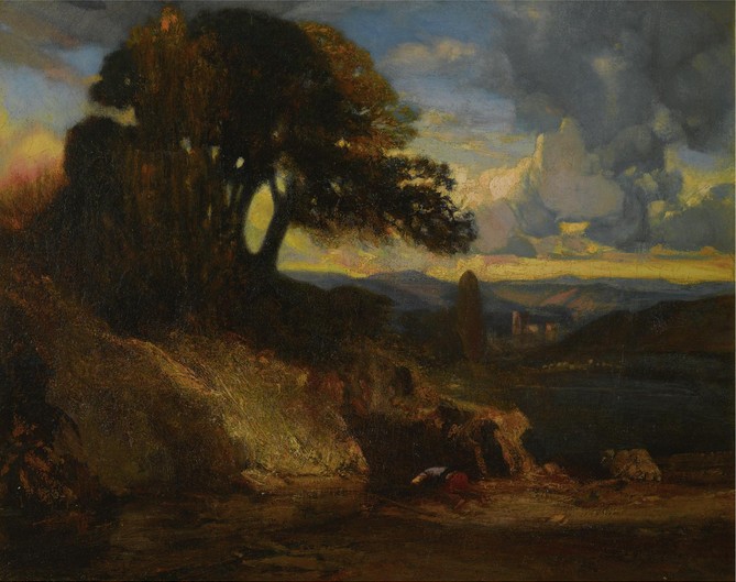 Landscape at Sunset by Alexandre-Gabriel Decamps