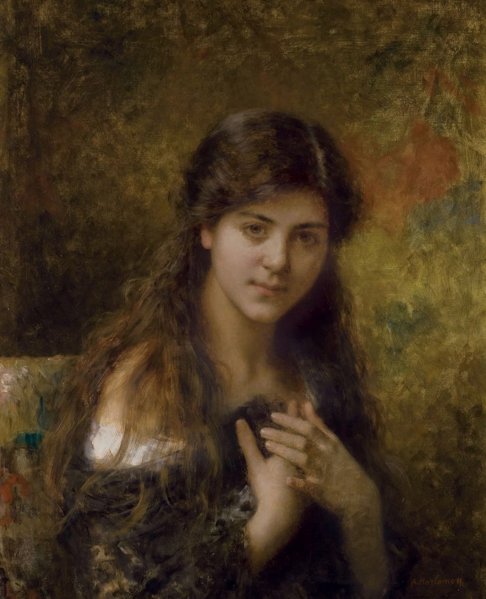 Portrait of a young girl by Alexei Harlamoff