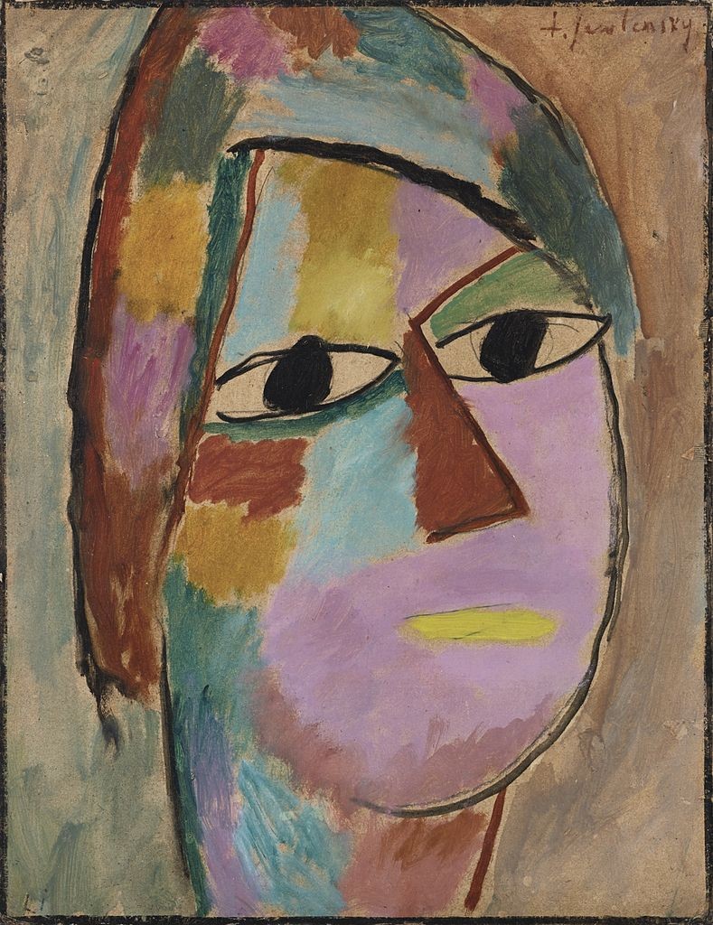 Mystischer Kopf: Frauenkopf - gelber Mund by Alexej von Jawlensky