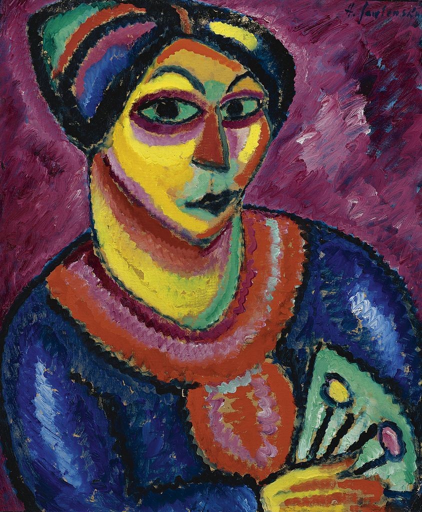 Woman with a green fan by Alexej von Jawlensky
