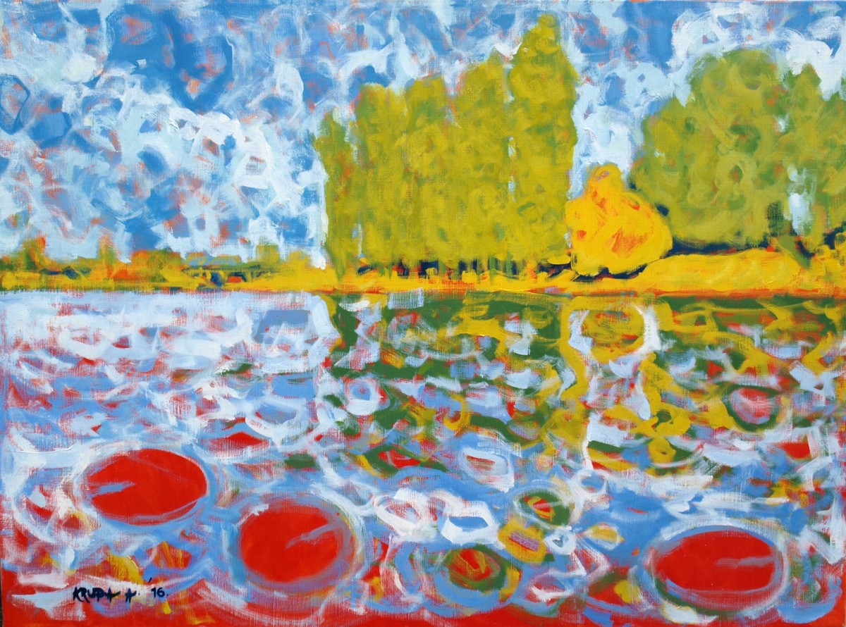 Red water lilies by Alfred Freddy Krupa