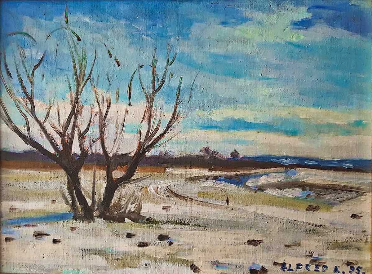 The tree in early spring (The Gaza field in Karlovac) en plein air by Alfred Freddy Krupa