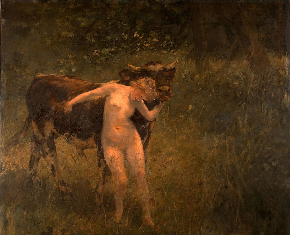 Femme et taureau by Alfred Roll