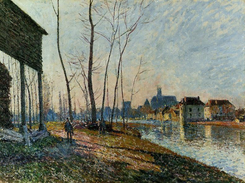 A February Morning at Moret sur Loing by Alfred Sisley