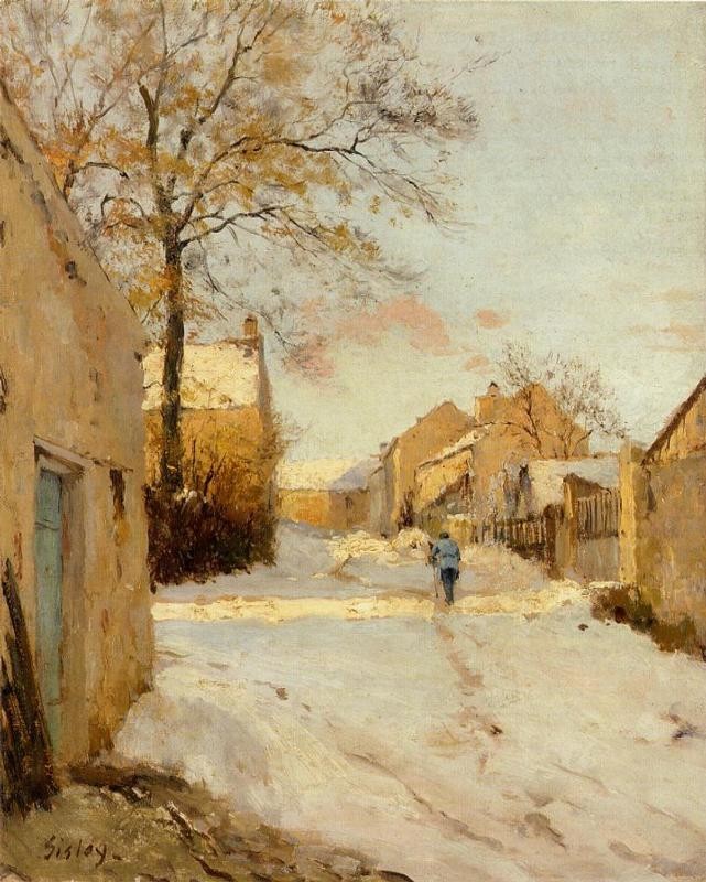 A Village Street in Winter by Alfred Sisley
